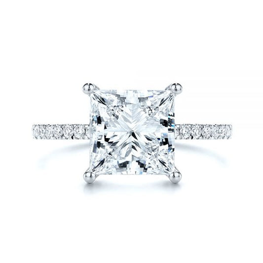 Classic Princess Cut Moissanite Half Eternity Engagement Ring  customdiamjewel 10KT White Gold VVS-EF