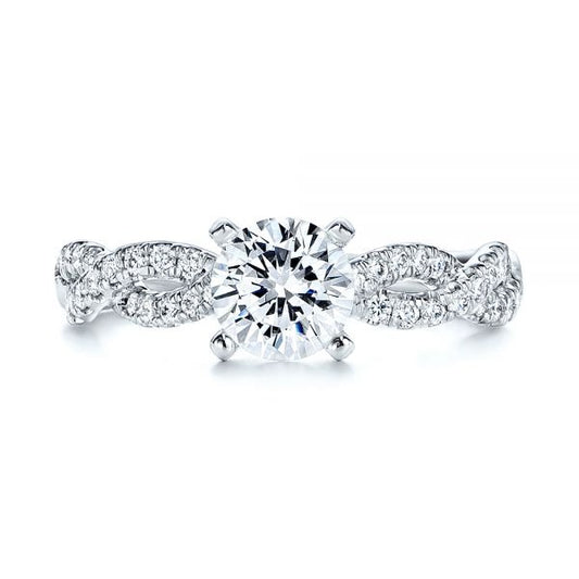 Round Cut Moissanite Twist Shank White Gold Engagement Ring  customdiamjewel   
