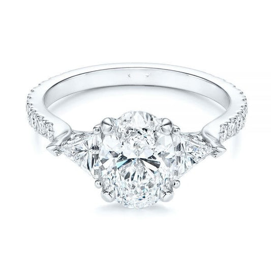 Antique Three Stone Moissanite Engagement Ring  customdiamjewel 10KT White Gold VVS-EF