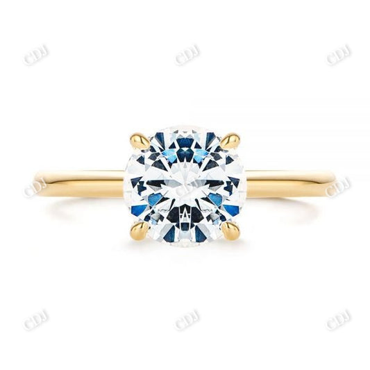 14K Solid Gold Round Moissanite Engagement Ring  customdiamjewel 10KT Yellow Gold VVS-EF