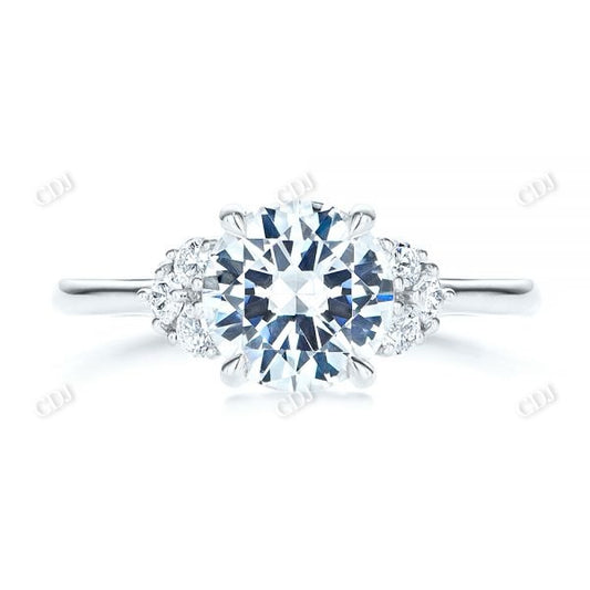 Round Cut Moissanite Cluster Engagement Ring  customdiamjewel 10KT White Gold VVS-EF