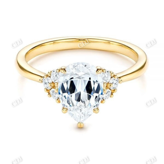 14K Solid Gold Pear Cut Moissanite Cluster Engagement Ring  customdiamjewel 10KT Yellow Gold VVS-EF