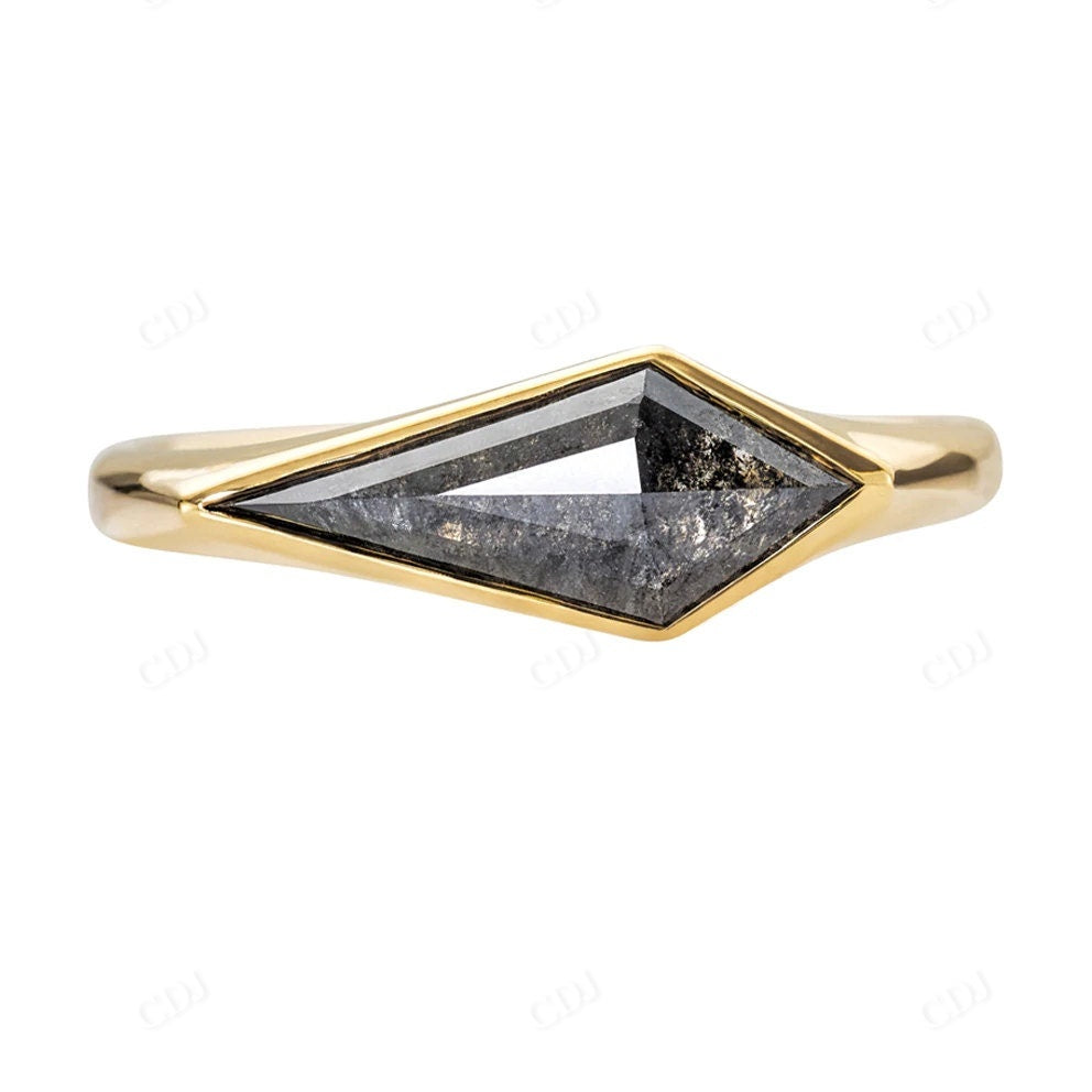 Solitaire East West Kite Salt and Pepper Bezel Setting Engagement Ring customdiamjewel