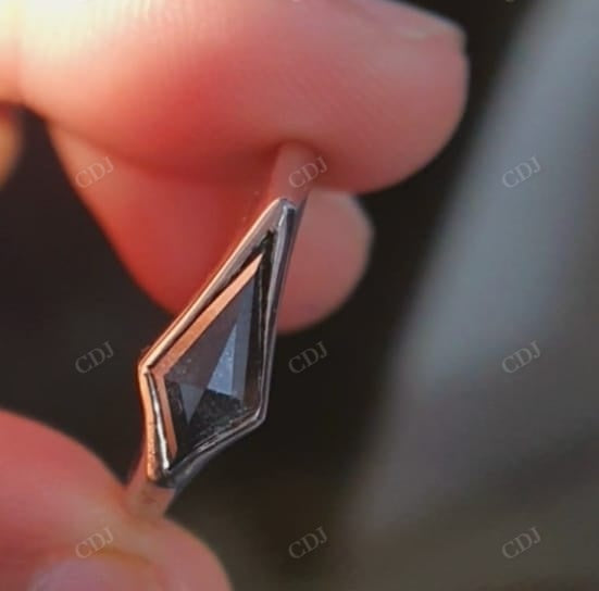 Solitaire East West Kite Salt and Pepper Bezel Setting Engagement Ring customdiamjewel