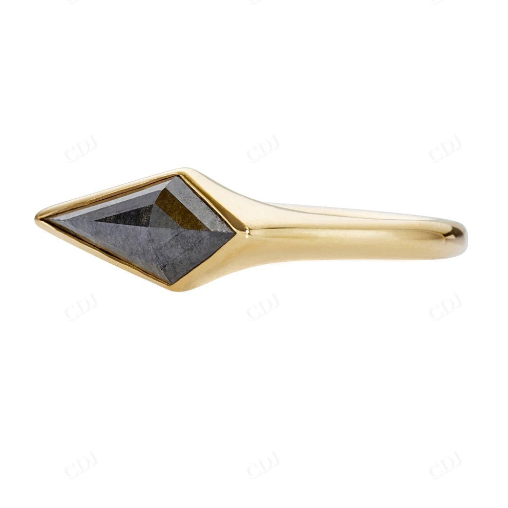 Solitaire East West Kite Salt and Pepper Bezel Setting Engagement Ring customdiamjewel