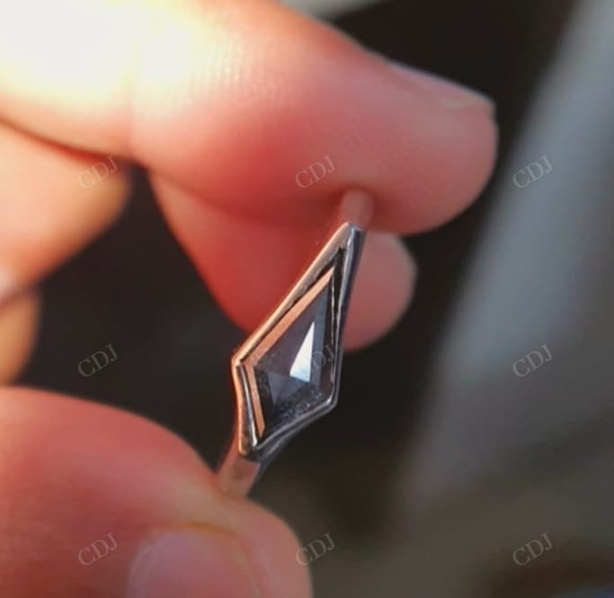 Solitaire East West Kite Salt and Pepper Bezel Setting Engagement Ring customdiamjewel