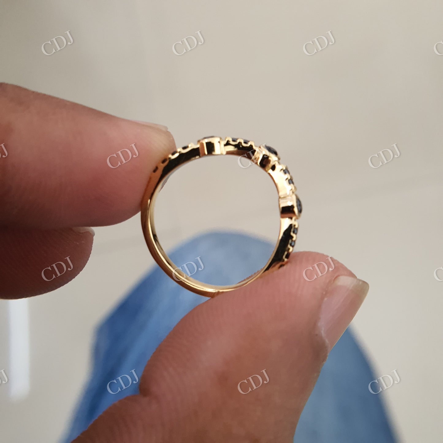 Small Round Cut Black Stone Wedding Band 10k Yellow Gold  customdiamjewel   
