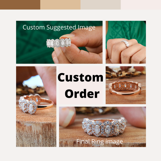 Oval Halo Moissanite Eternity Wedding Band  customdiamjewel   