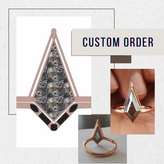 Kite Cut Salt And Pepper Ring Antique Bezel Ring Handmade Moissanite Ring  customdiamjewel   