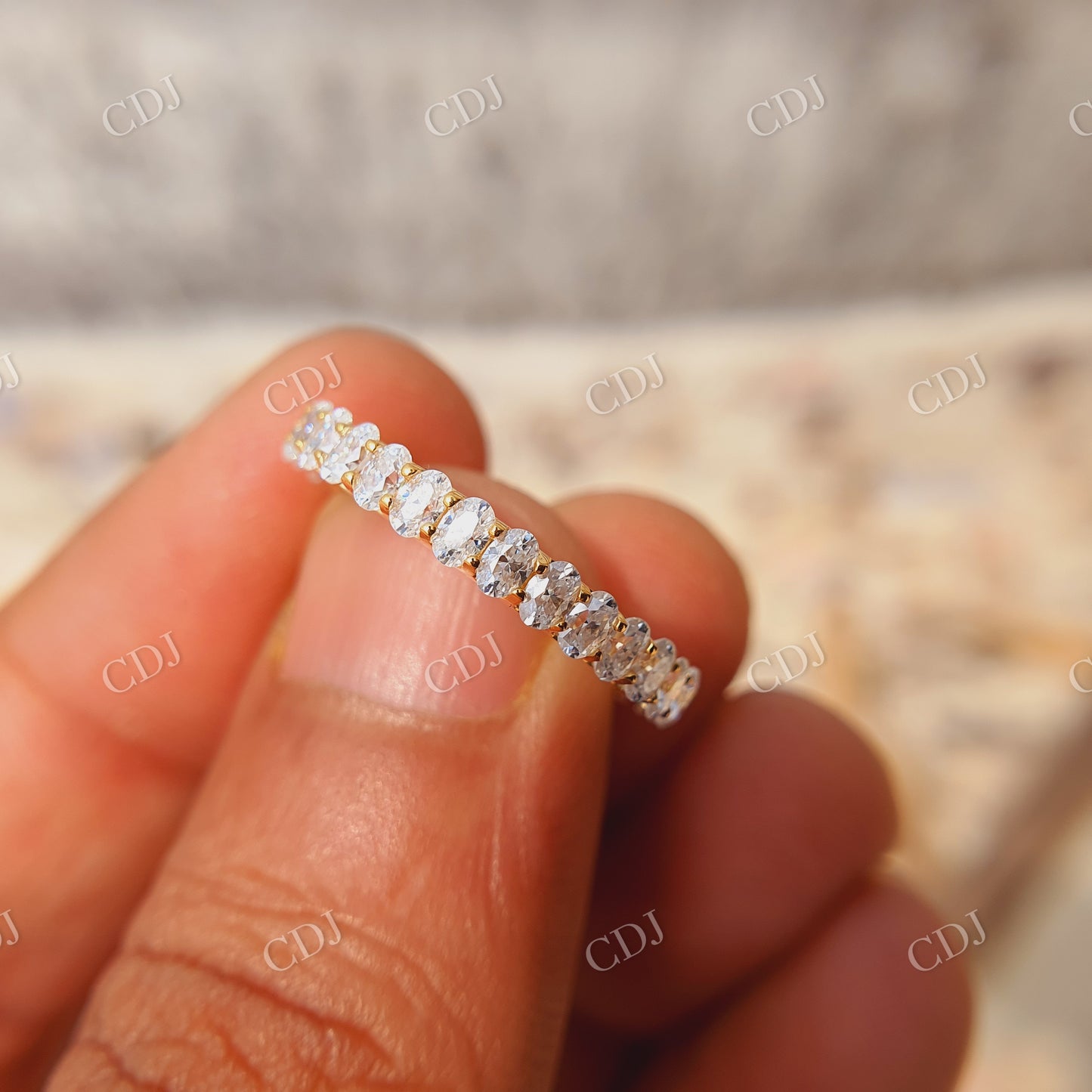 Oval Wedding Band| 14k Gold Full Eternity Ring| Wedding Anniversary Gift| Oval Moissanite Wedding Band  customdiamjewel   