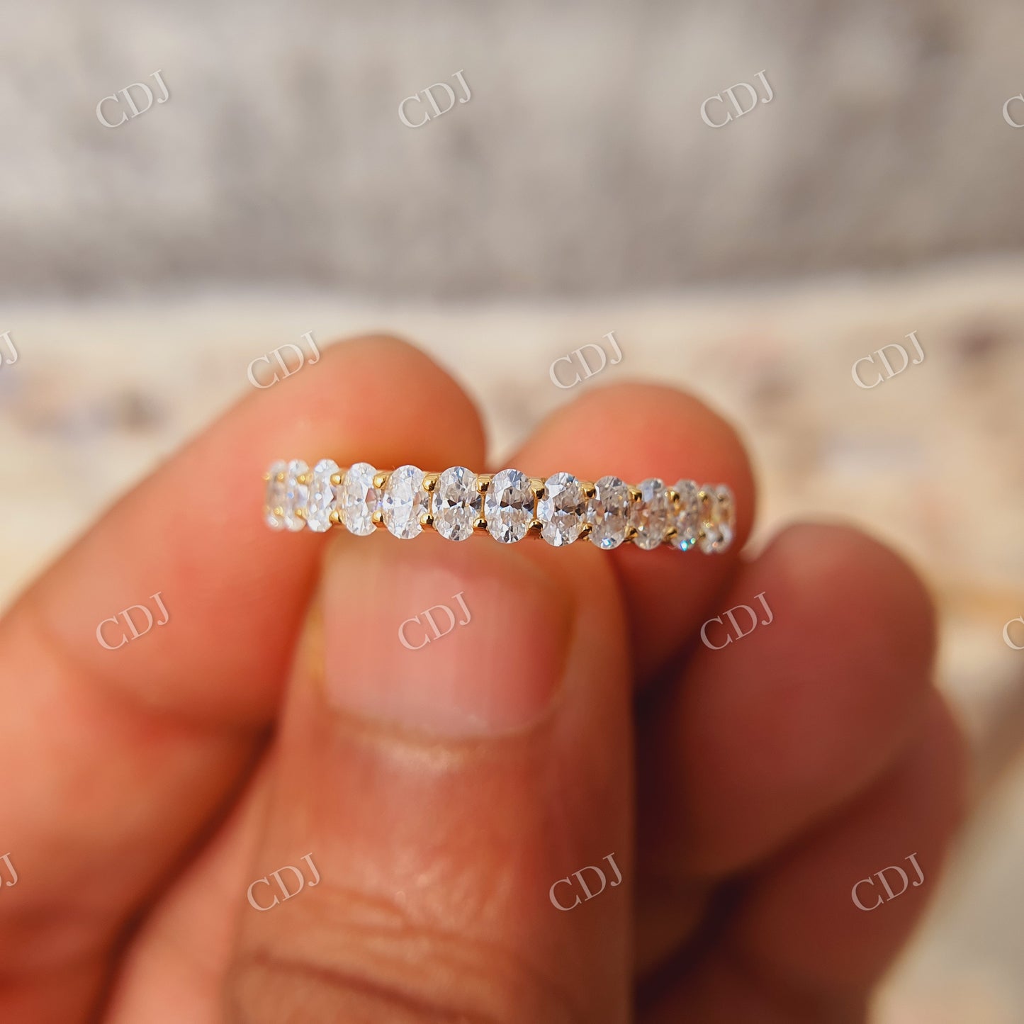 Oval Wedding Band| 14k Gold Full Eternity Ring| Wedding Anniversary Gift| Oval Moissanite Wedding Band  customdiamjewel   