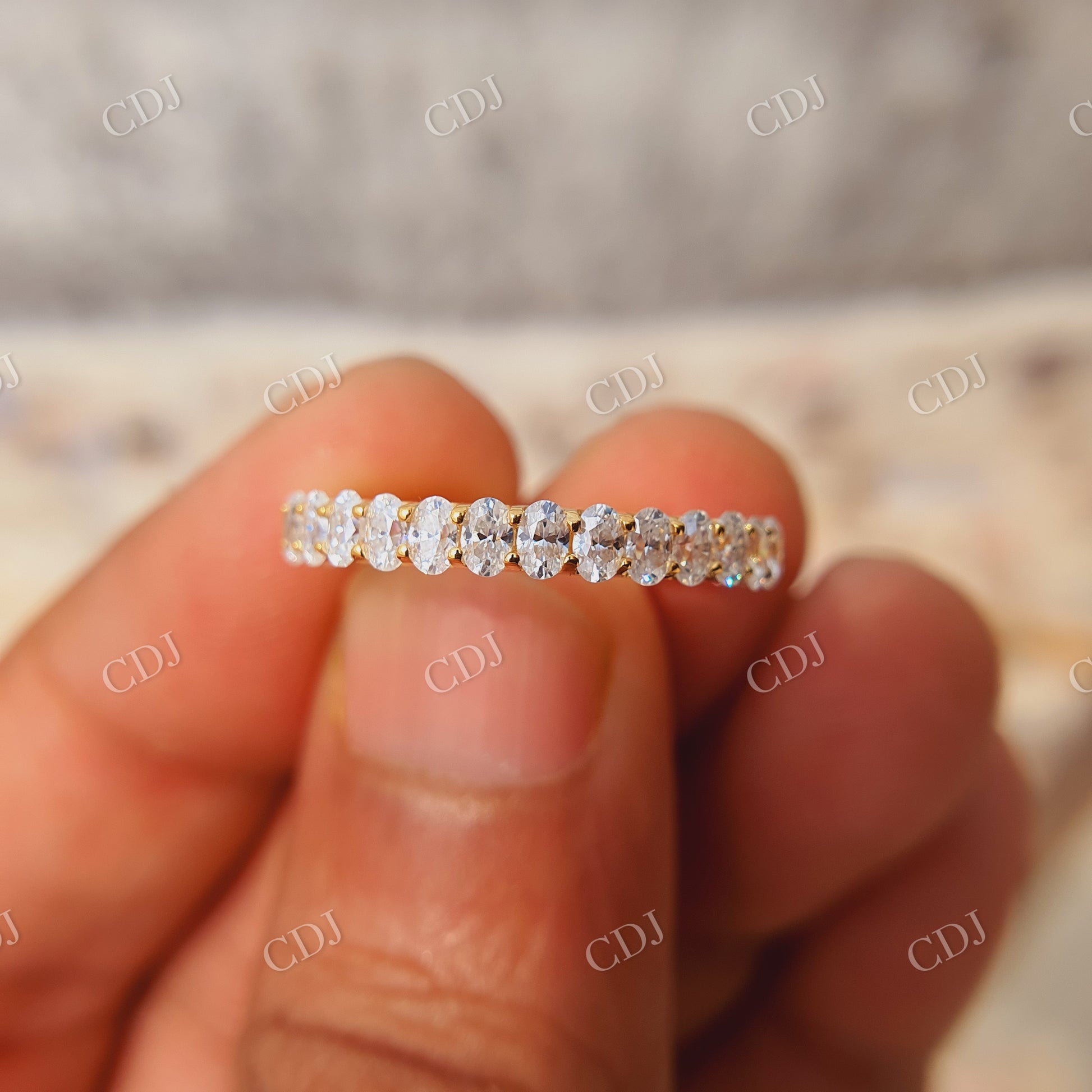 Oval Wedding Band| 14k Gold Full Eternity Ring| Wedding Anniversary Gift| Oval Moissanite Wedding Band  customdiamjewel   