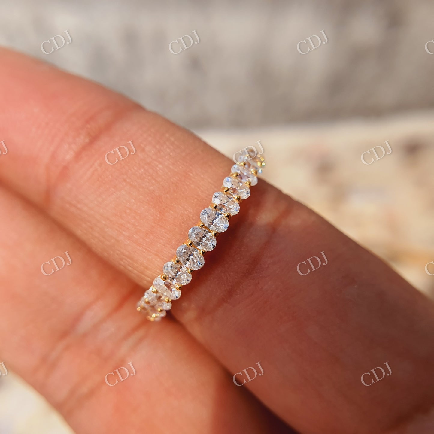 Oval Wedding Band| 14k Gold Full Eternity Ring| Wedding Anniversary Gift| Oval Moissanite Wedding Band  customdiamjewel   