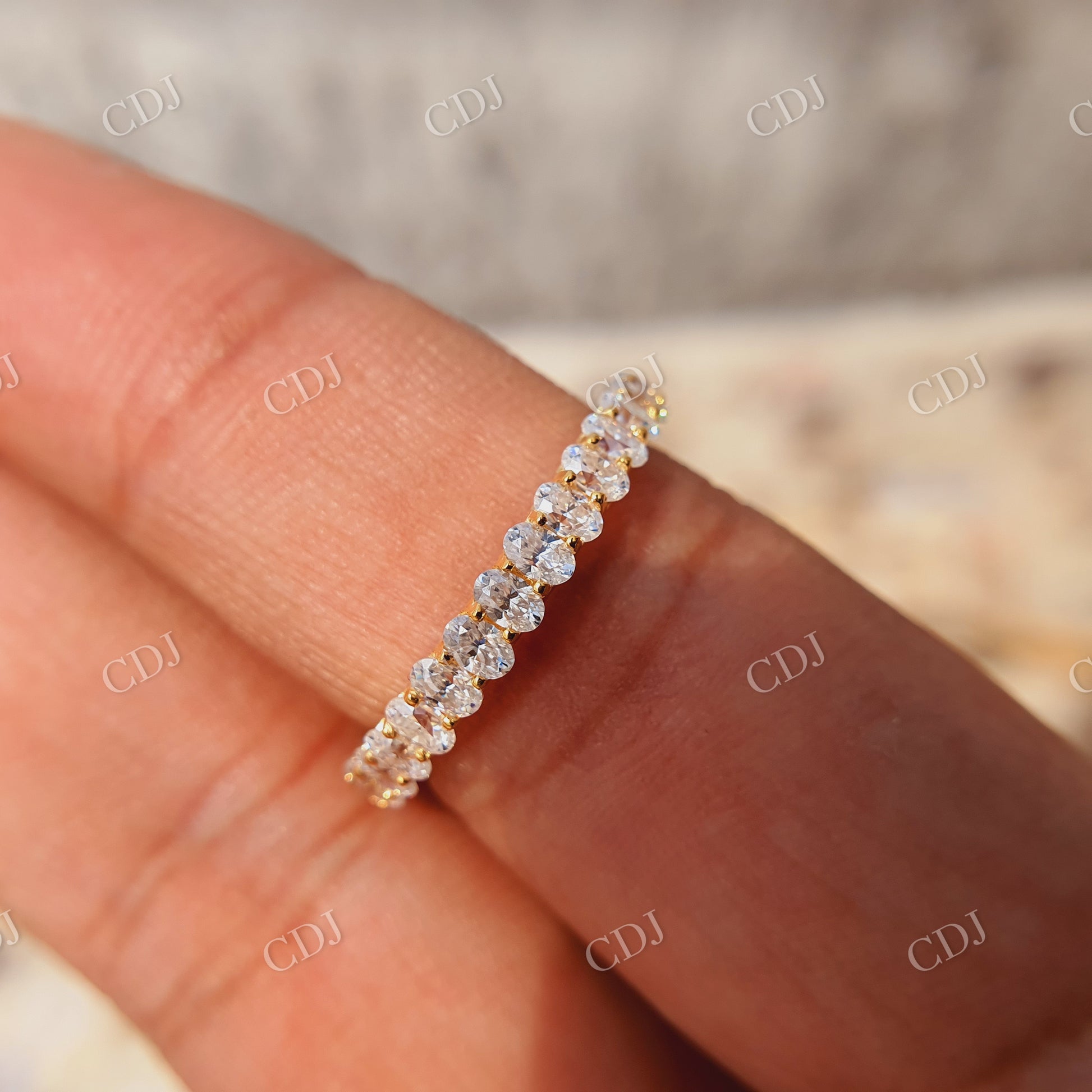 Oval Wedding Band| 14k Gold Full Eternity Ring| Wedding Anniversary Gift| Oval Moissanite Wedding Band  customdiamjewel   