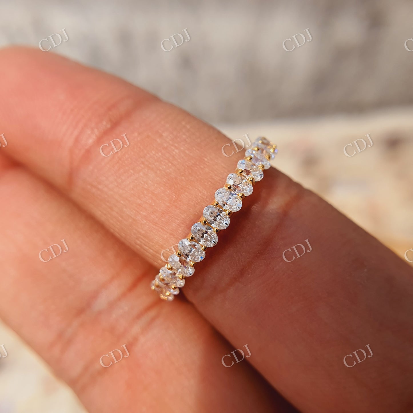 Oval Wedding Band| 14k Gold Full Eternity Ring| Wedding Anniversary Gift| Oval Moissanite Wedding Band  customdiamjewel   