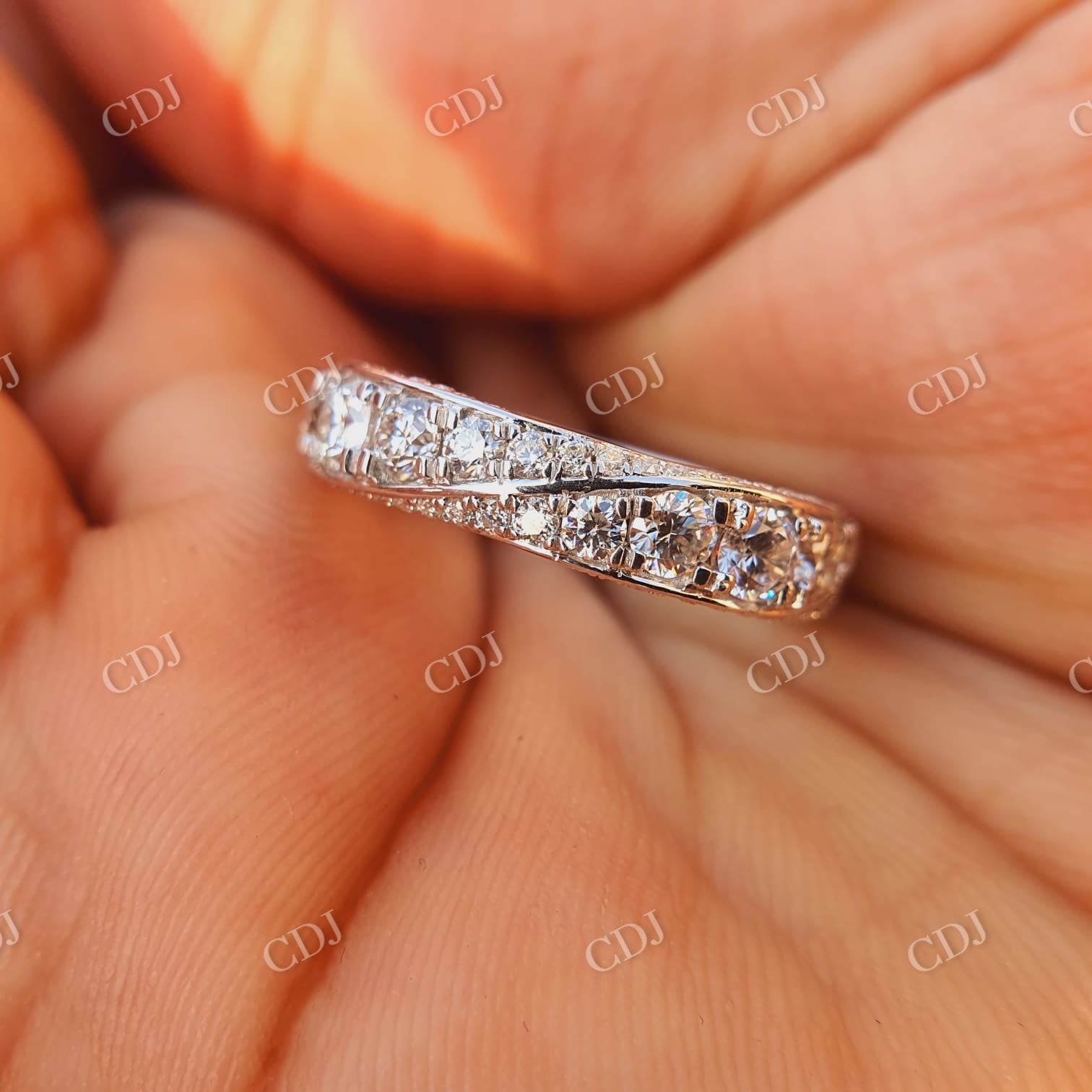 Wide Moissanite Full Eternity Wedding Band Unique Matching Band  customdiamjewel   