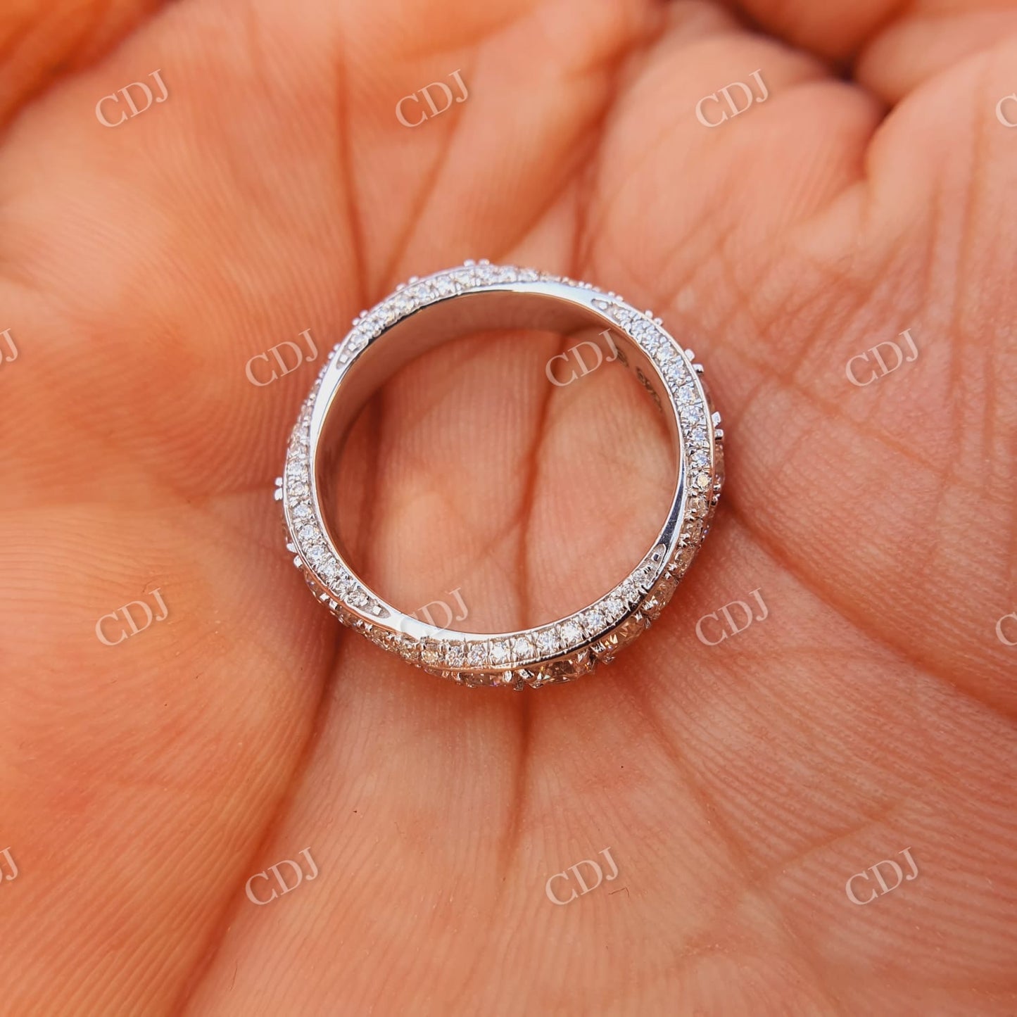 Wide Moissanite Full Eternity Wedding Band Unique Matching Band  customdiamjewel   