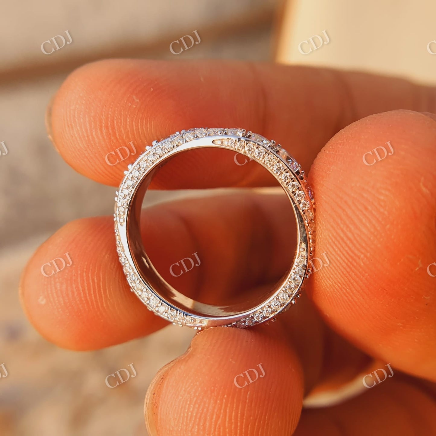 Wide Moissanite Full Eternity Wedding Band Unique Matching Band  customdiamjewel   