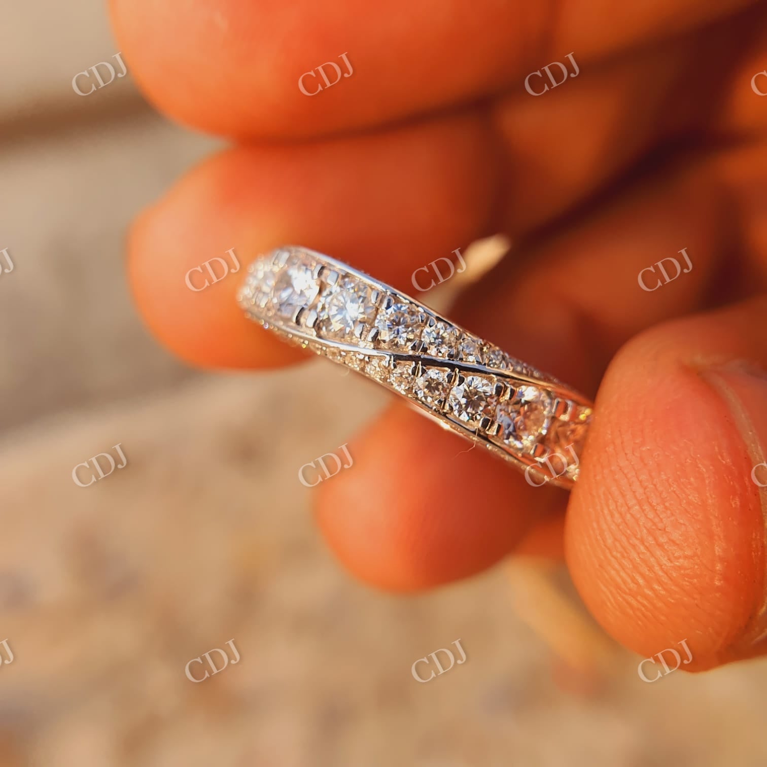 Wide Moissanite Full Eternity Wedding Band Unique Matching Band  customdiamjewel   