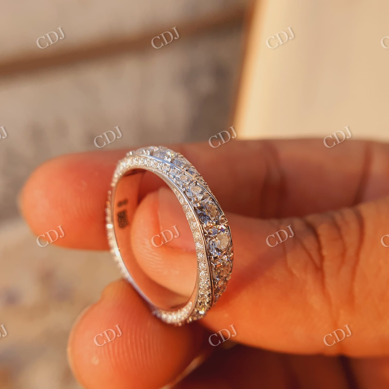 Wide Moissanite Full Eternity Wedding Band Unique Matching Band  customdiamjewel   