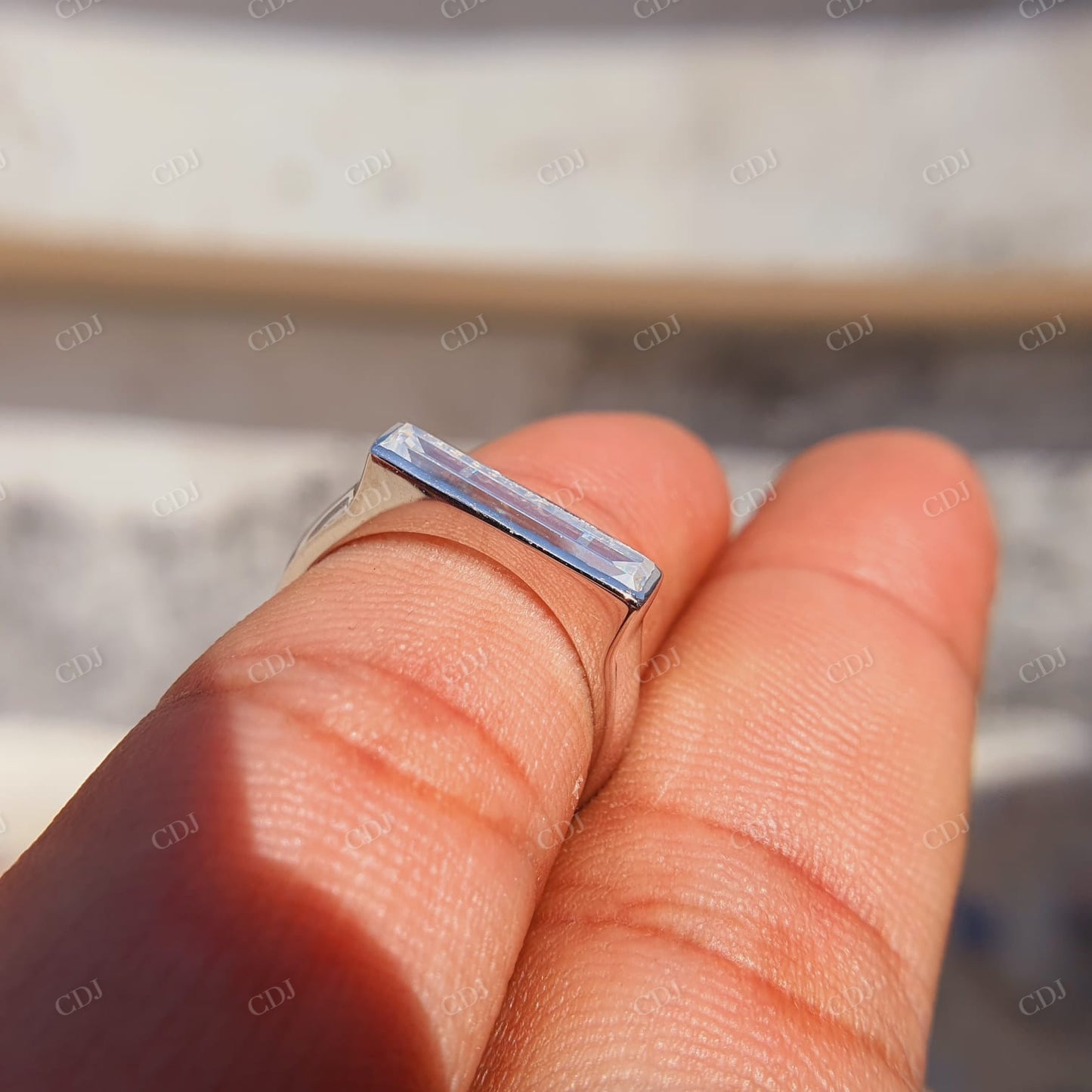 East West Baguette Cut Bezel Set Engagement Ring  customdiamjewel   