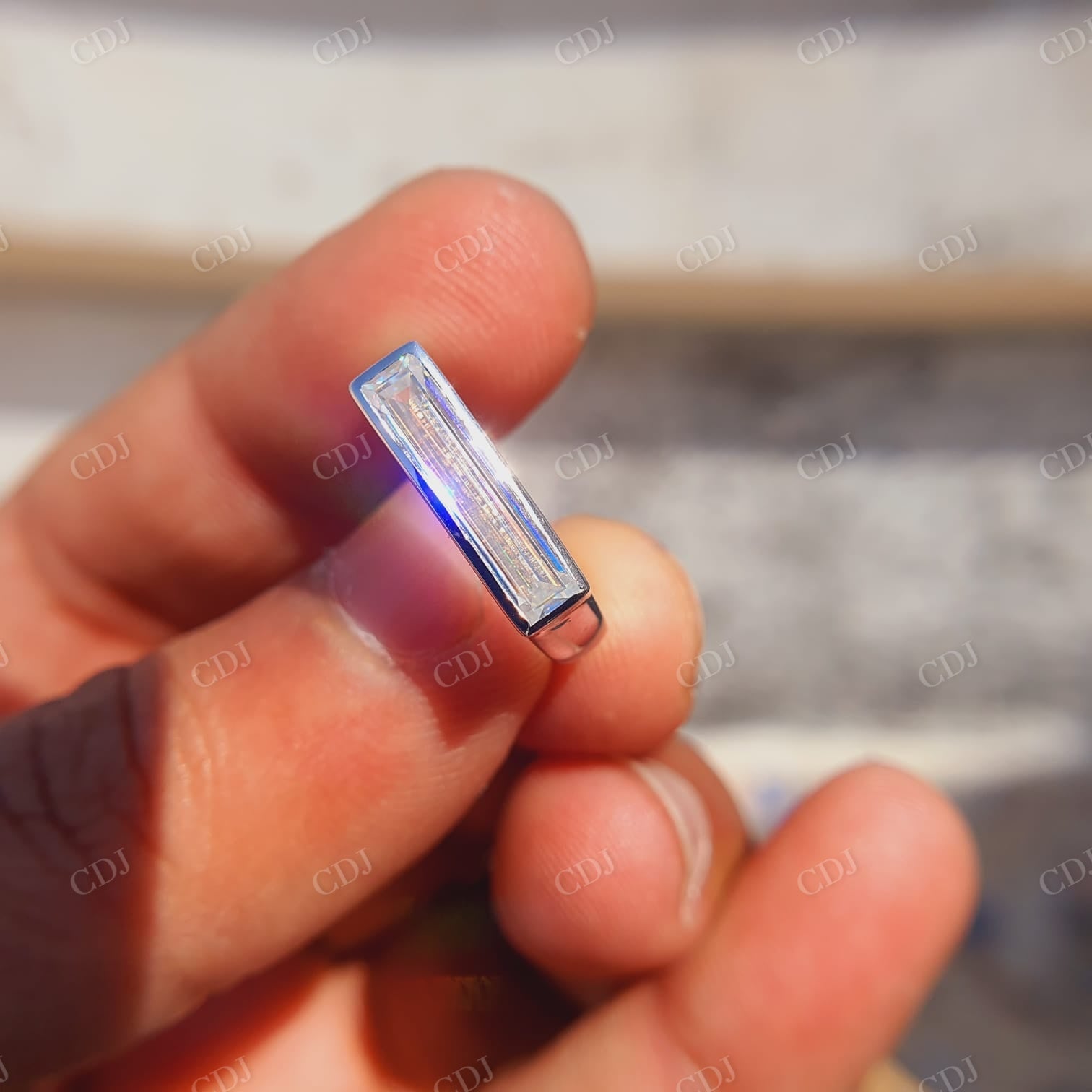 East West Baguette Cut Bezel Set Engagement Ring  customdiamjewel   