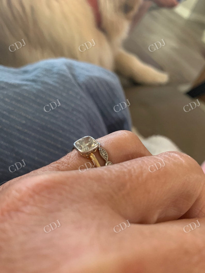 Custom Order Earrings 14K yellow gold and plated with platinum 2.00 carats TW Cushion cut Moissanite Earring  customdiamjewel   