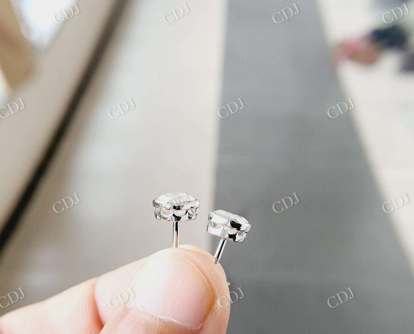 Custom Order Earrings 14K yellow gold and plated with platinum 2.00 carats TW Cushion cut Moissanite Earring  customdiamjewel   