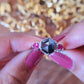 2 CT Hexagon cut salt and pepper moissanite and Side Red Orange Kite shape Lab created stone with prongs settings Miligrain around Stone  customdiamjewel   