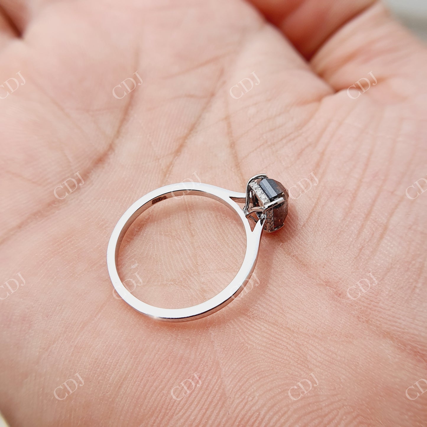 Hexagon Cut Salt And pepper Solitaire Moissanite Ring Engagement Ring customdiamjewel