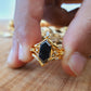 Classic Hexagon Engagement Ring Set Solid Gold Salt and Pepper Diamond Rings Wedding Ring Set  customdiamjewel   