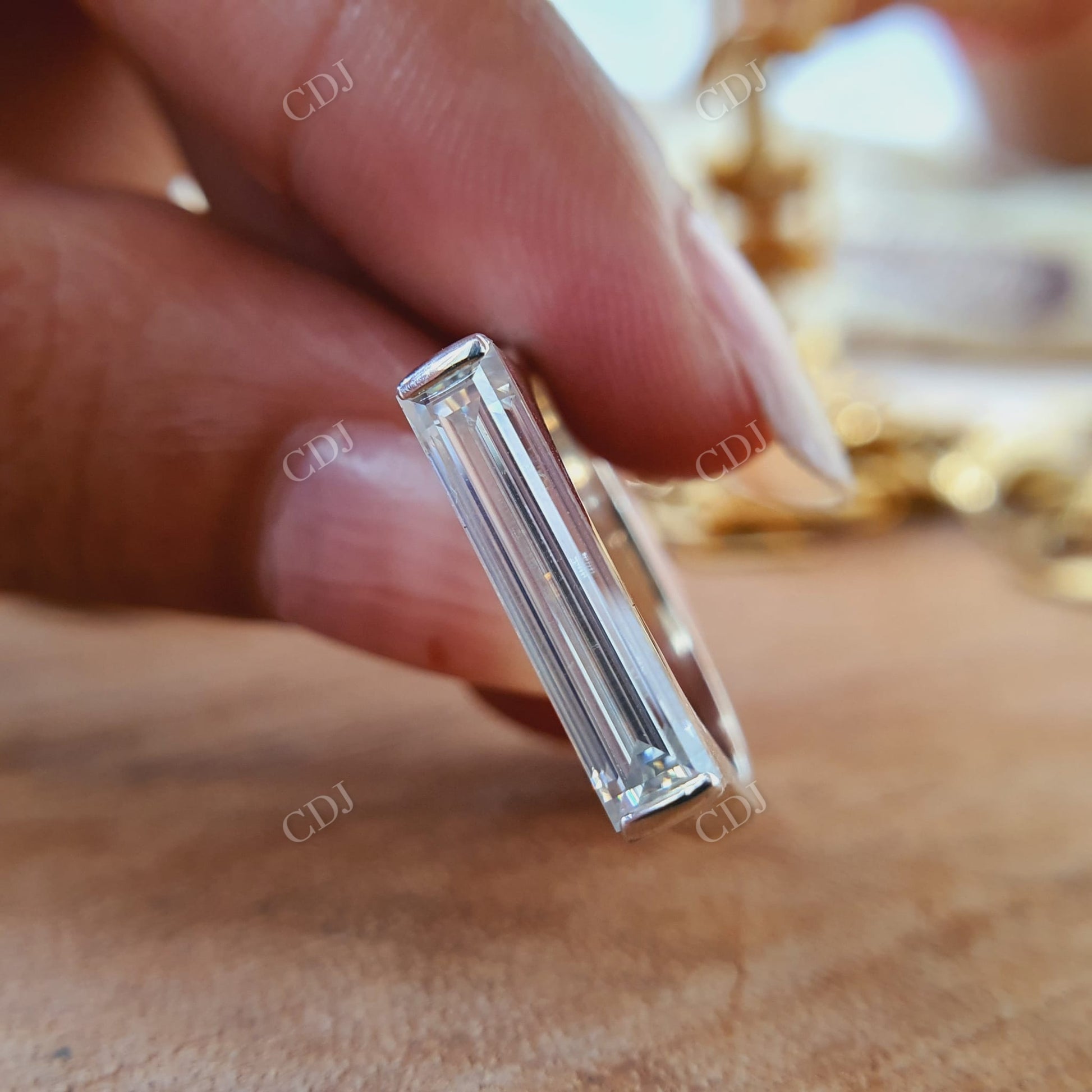 East West Baguette Cut Moissanite Engagement Ring  customdiamjewel   