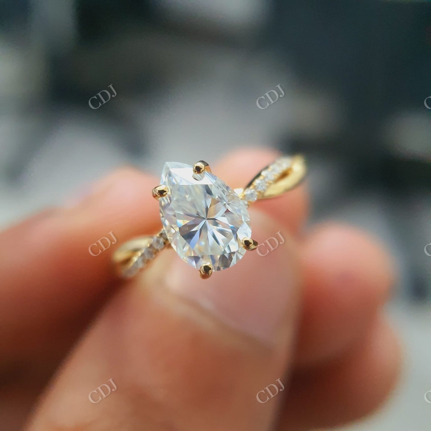 1.5 CT Pear Cut Moissanite Bridal Set  customdiamjewel   