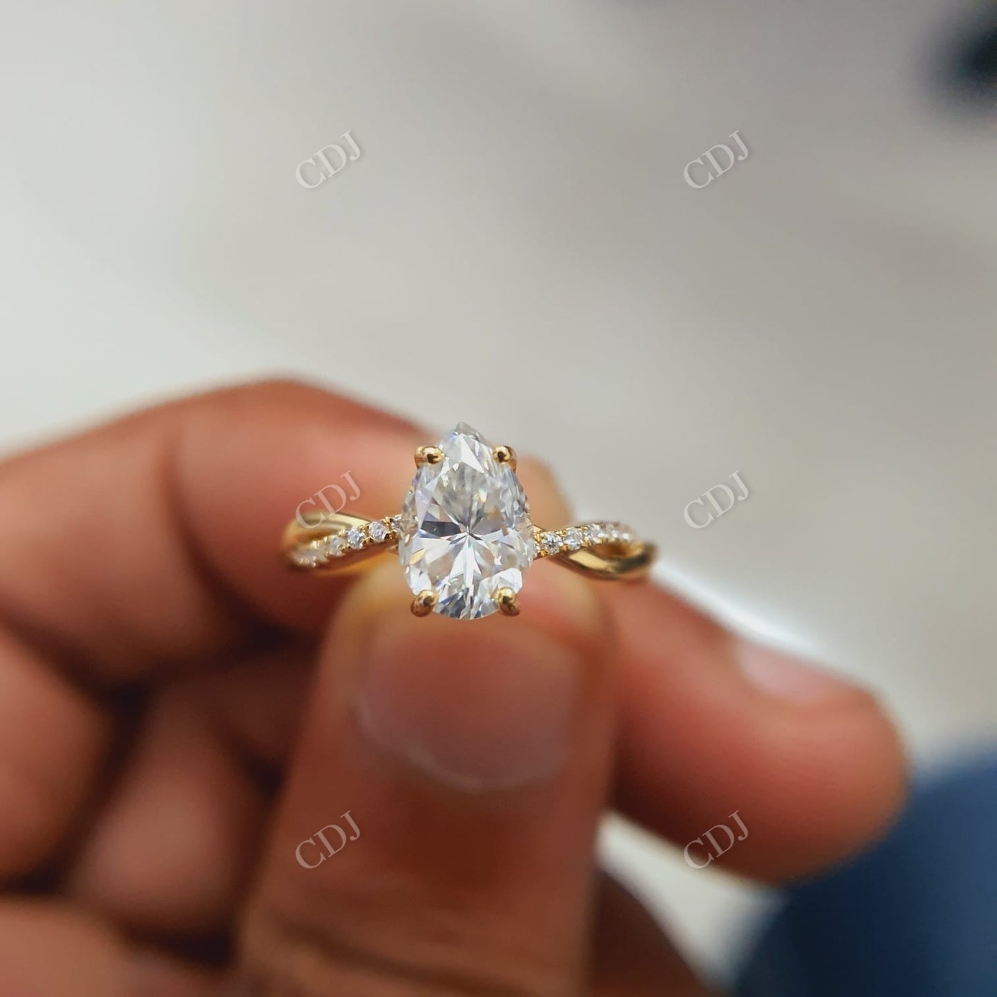 1.5 CT Pear Cut Moissanite Bridal Set  customdiamjewel   