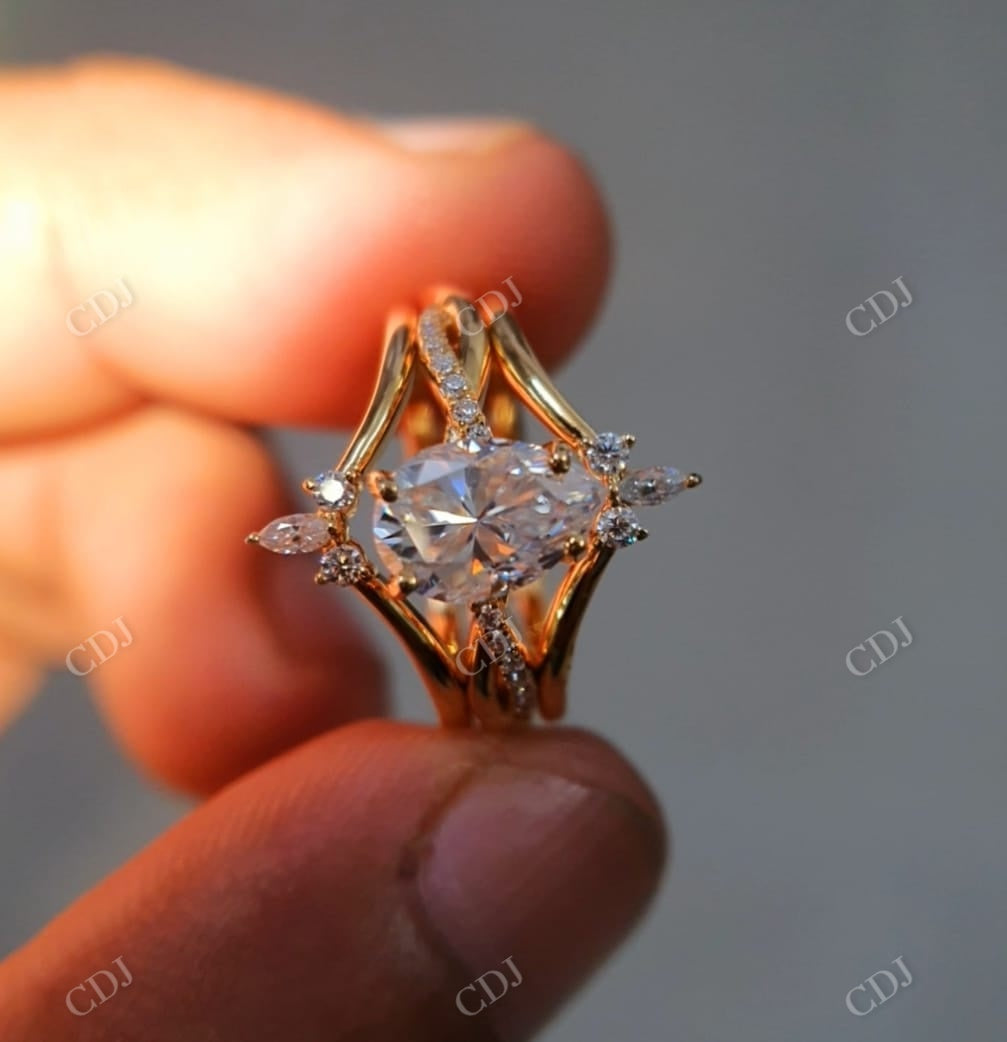 1.5 CT Pear Cut Moissanite Bridal Set  customdiamjewel   