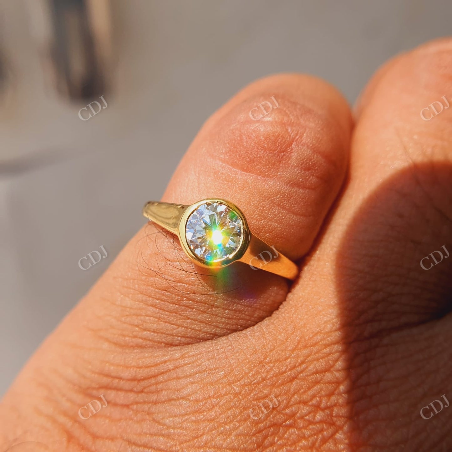 Round Solitaire Moissanite Men's Engagement Ring  customdiamjewel   