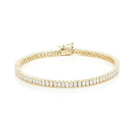 Single Line Yellow Gold Diamond Tennis Bracelet  customdiamjewel   