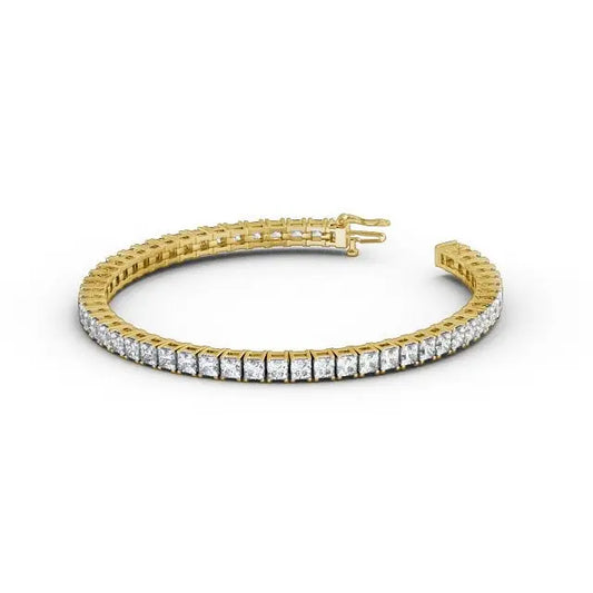 1.90CTW Princess Lab Grown Diamond Tennis Bracelet  customdiamjewel 10KT Yellow Gold VVS-EF