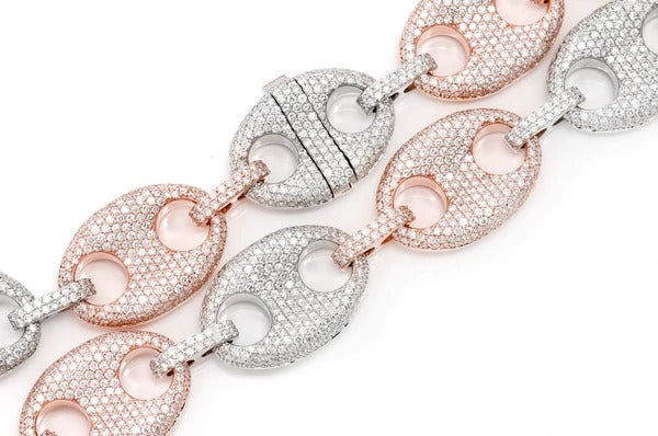 White and Rose Gold Two Tone Cuban Link Chain Necklace  customdiamjewel   