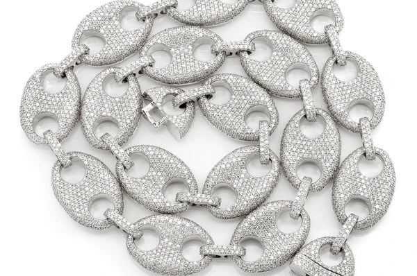 Diamond White Gold Plated Mariner Link Necklace  customdiamjewel   