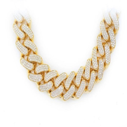 14K Gold 26.10CTW Diamond Cuban Link Chain Necklace  customdiamjewel   