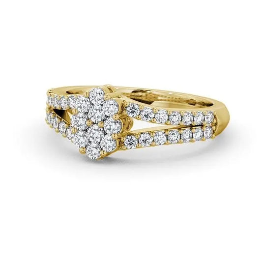 Round Cut Split Shank 0.55CTW Lab Grown Diamond Ring  customdiamjewel 10KT Yellow Gold VVS-EF