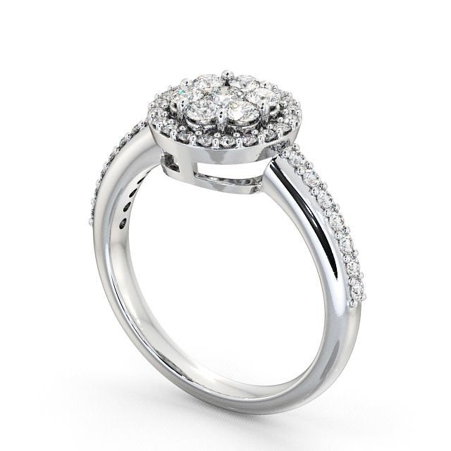 Round Halo 1.00CT Cluster Lab-Grown Diamond Engagement Ring