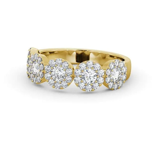 0.90CTW Cluster Round Halo Lab Grown Diamond Ring  customdiamjewel 10KT Yellow Gold VVS-EF