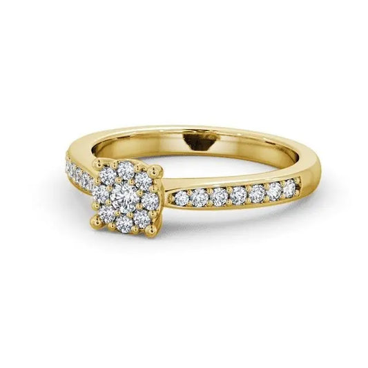 Round Cut Cluster 0.26CTW Lab Grown Diamond Ring  customdiamjewel 10KT Yellow Gold VVS-EF