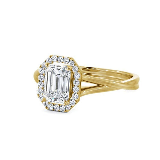 Halo Emerald 0.45CTW Lab Grown Diamond Engagement Ring  customdiamjewel 10KT Yellow Gold VVS-EF