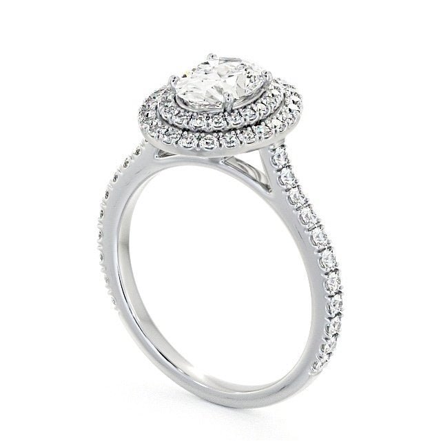 1.20CTW Double Halo Oval Cut Lab Grown Diamond Engagement Ring