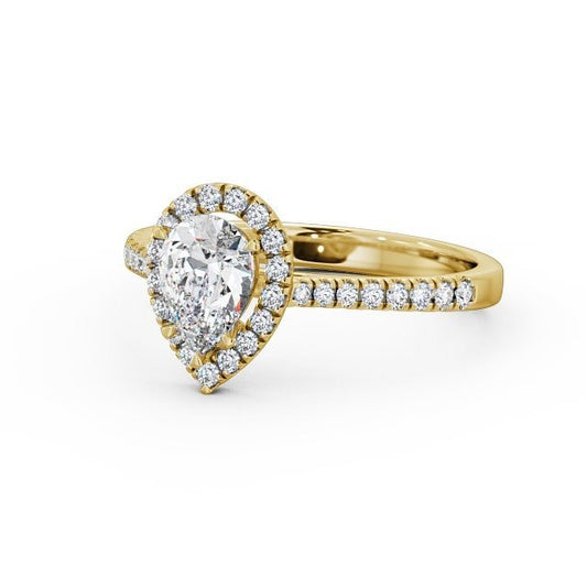 1.50CTW Pear Halo Lab Grown Diamond Ring  customdiamjewel 10KT Yellow Gold VVS-EF