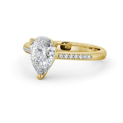 1.50CTW Pear Lab Grown Diamond Wedding Ring  customdiamjewel 10KT Yellow Gold VVS-EF