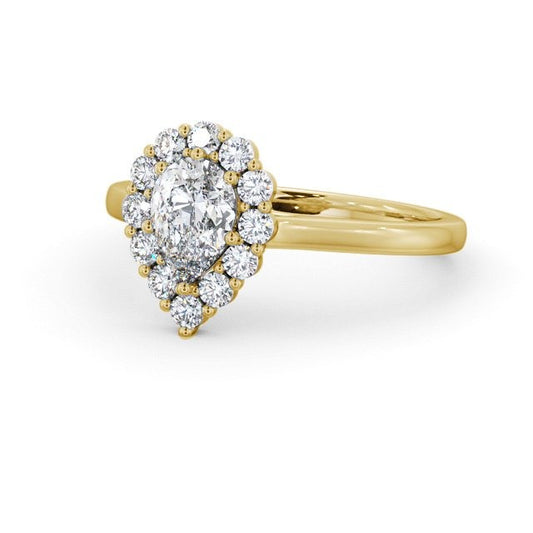 1.00CT Pear Cut Halo Lab Grown Diamond Ring  customdiamjewel 10KT Yellow Gold VVS-EF